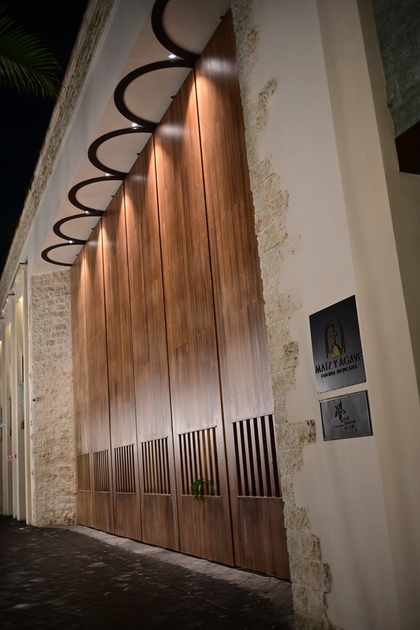 Curved metal and timber architectural details